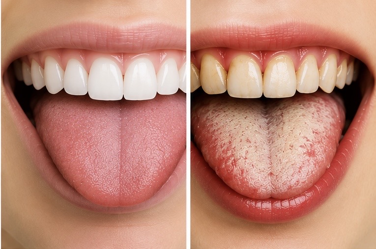 Fogkő és fogínygyulladás okozta rossz lehelet összehasonlítása egészséges szájüreggel